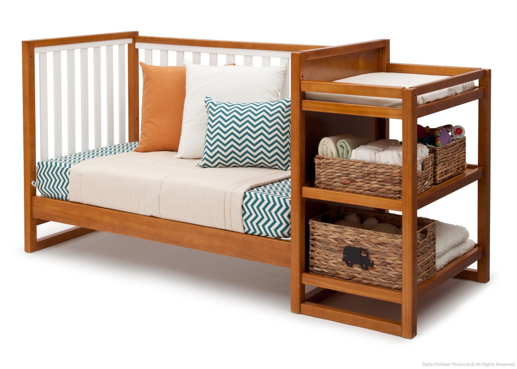 **Gramercy Convertible Baby Crib with Changing Table - Nursery Furniture for Newborns & Toddlers - Perfect for Small Spaces & Modern Nurseries**
