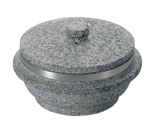 Nagamizu Far Infrared Stone Pot with Stone Lid - 7.1 Inch (18cm) Ceramic Cooking Pot with Reinforced Ring - Perfect for Healthy Stews, Soups & Rice Dishes