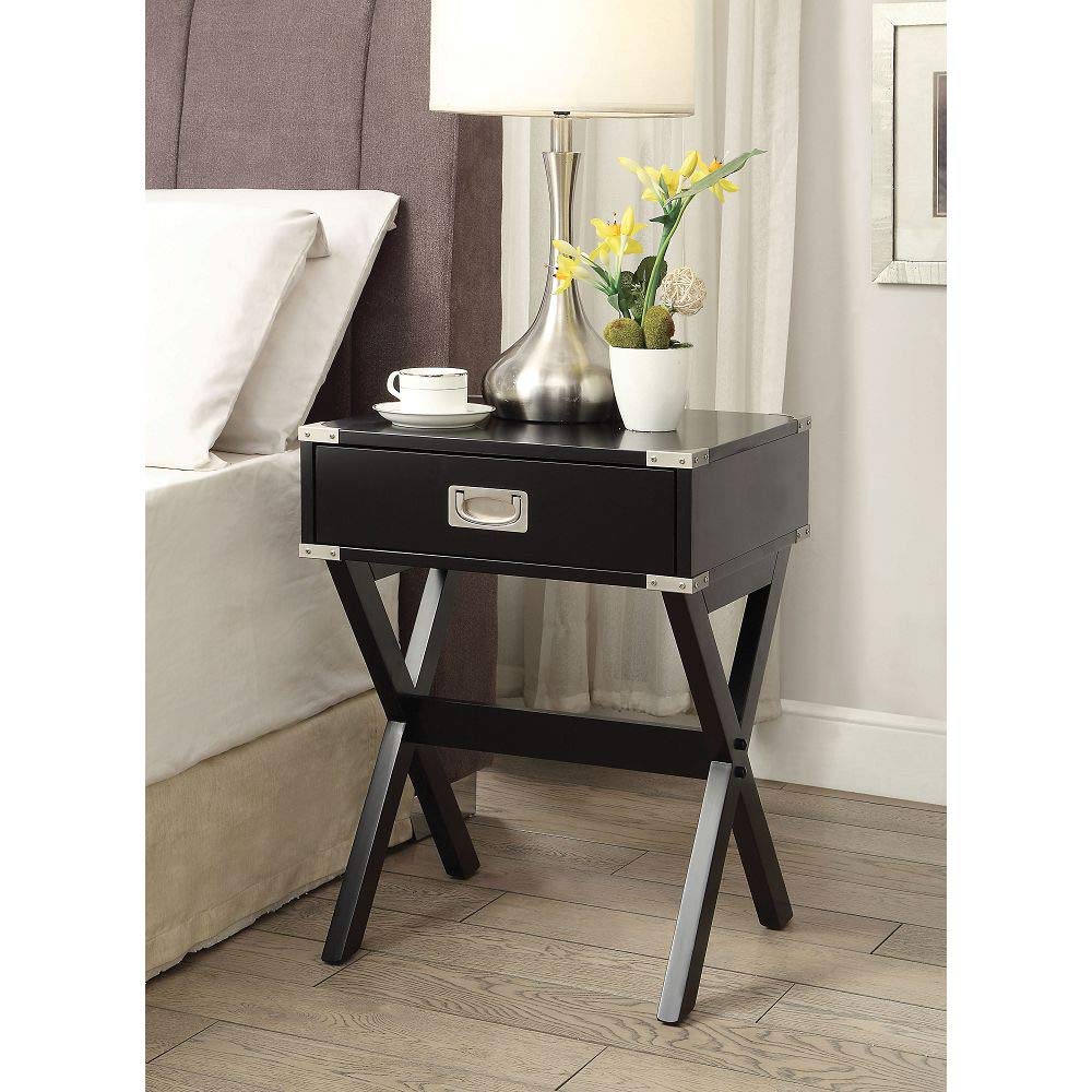 Moselota Modern End Table with Sleek Black Finish - Stylish & Functional Nightstand for Living Room, Bedroom, or Office - Perfect for Small Spaces, Reading Nook & Home Decor