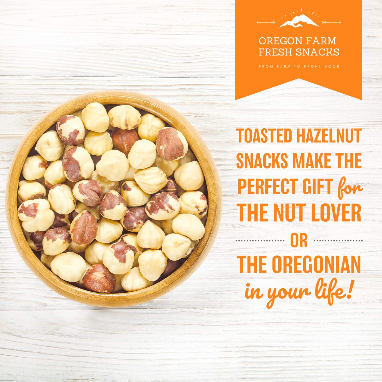 Premium Oregon Farm Fresh Roasted Hazelnuts - Lightly Salted Natural Snacks with Sweet Buttery Flavor - Healthy Nutritious Hazelnut Snack Pack (16oz) - Perfect for Office Snacks, Holiday Gifting & Healthy Lifestyle