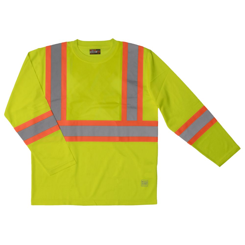 Tough Duck Men's High Visibility Mesh Long Sleeve Shirt - Yellow, Size XS | Reflective Safety Workwear for Construction, Road Work & Night Outdoor Activities