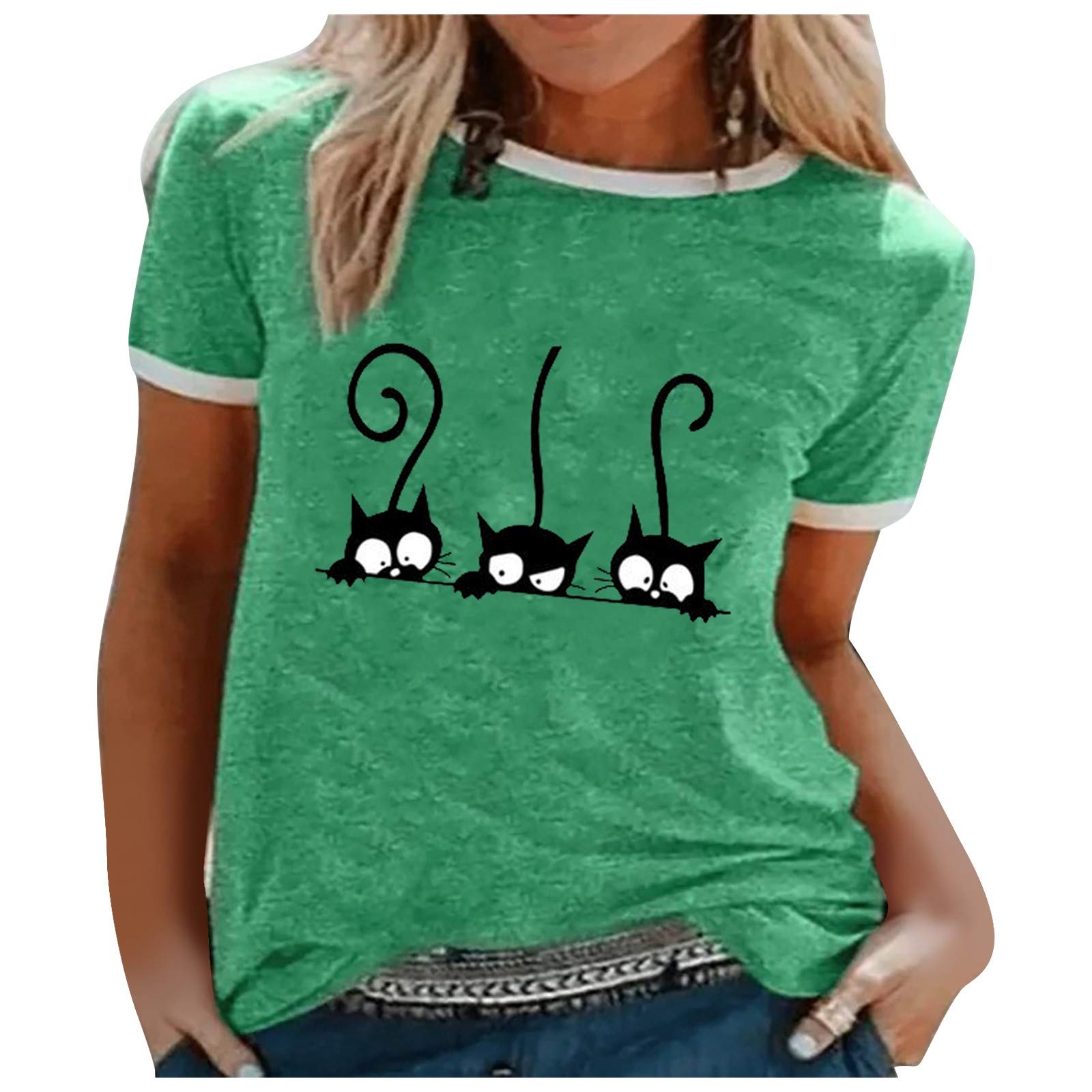 FADK Women's Cheetah Print T-Shirt - Plus Size Flowy White Shirt Dress to Hide Stomach - Soft Cotton Casual Tee for Women (Green, XL) | Perfect for Work, Date Night & Weekend Outfits