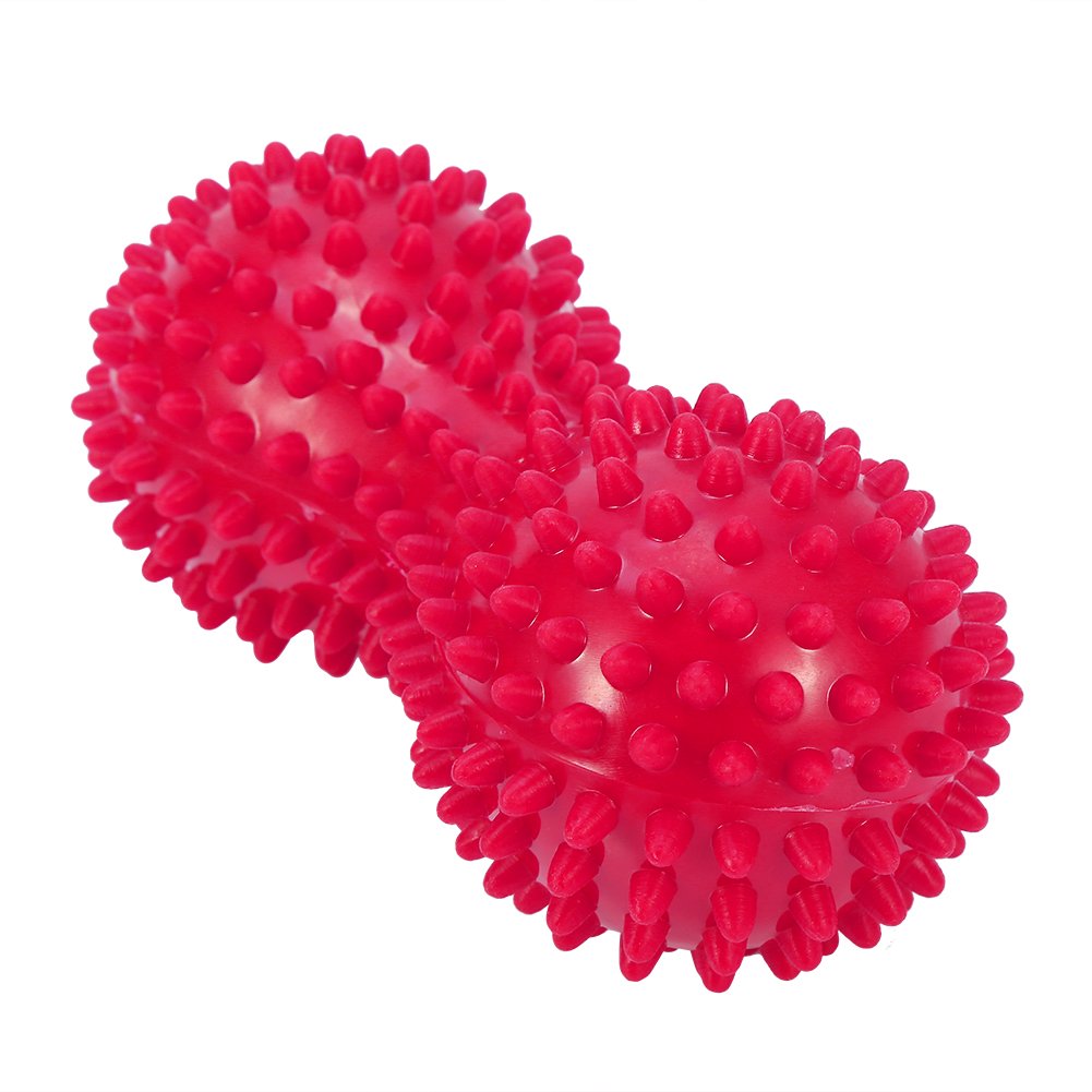 Agatige Double Peanut Massage Lacrosse Ball - Spiky Therapy Ball for Deep Tissue Massage, Muscle Pain Relief, Yoga & Physical Therapy - Perfect for Back, Shoulder & Leg Muscle Release (Rose Red) - Ideal for Athletes, Office Workers & Yoga Enthusiasts