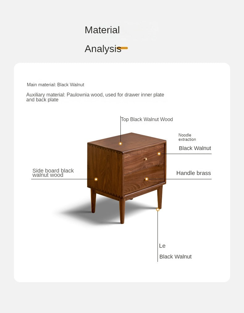 Premium Black Walnut Solid Wood Nightstand - Handcrafted Bedside Table with Drawer | Perfect for Bedroom, Living Room & Guest Room Decor