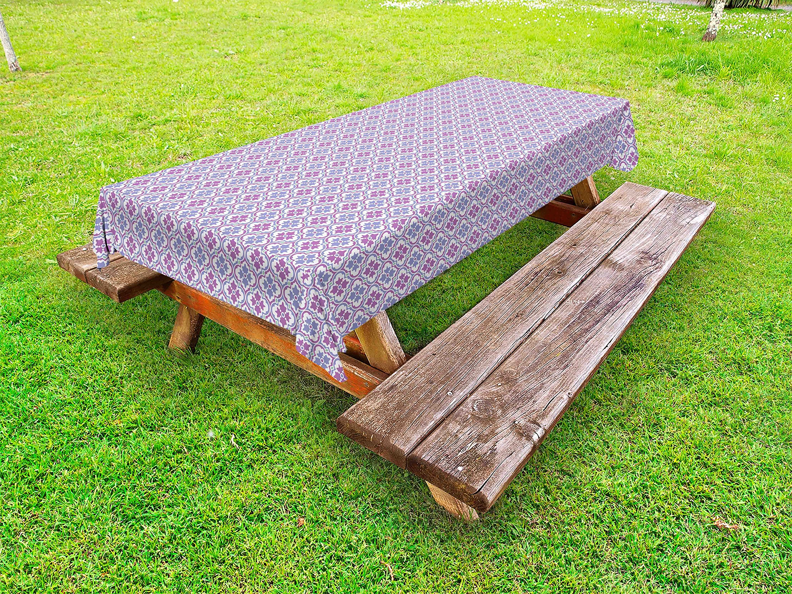 Ambesonne Floral Outdoor Tablecloth – Washable Picnic Table Cover with Damask Tile Pattern, 58x120 Inches, Multicolor – Perfect for Garden Parties, BBQs, and Outdoor Dining
