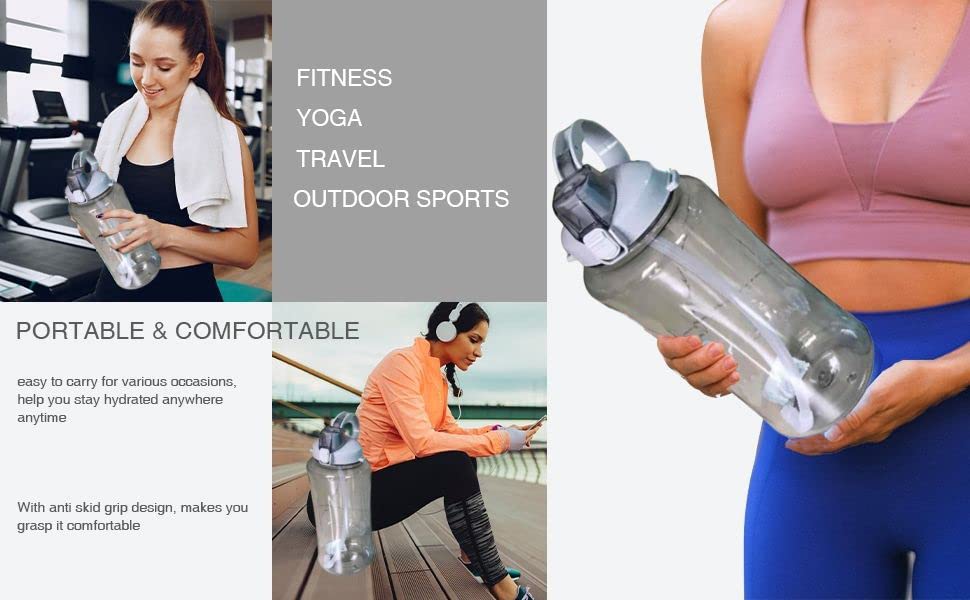 BETLEX 2 Liter Sports Water Bottle - Unbreakable, Leak-Proof Wide Mouth Shaker with Sipper Lid - Clear & Multi-Color Options - Perfect for Gym, Hiking, Travel & Outdoor Activities (Pack of 1)