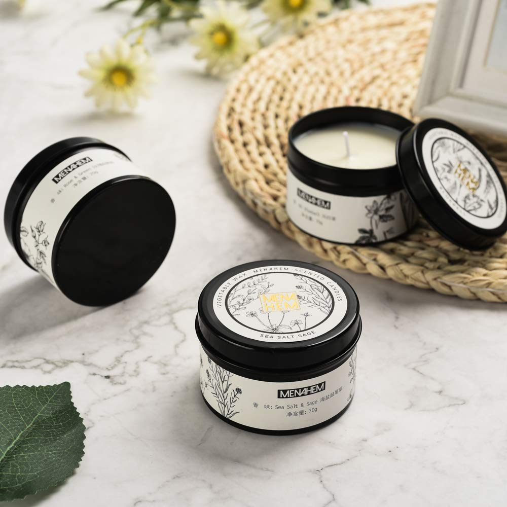 Natural Scented Soy Wax Candle - Rose & Green Perfume Aroma for Meditation, Stress Relief & Mood Boosting | Handmade Aromatherapy Gift in Portable Travel Tin Jar (15-Hour Burn Time, Black) | Perfect for Home Spa, Yoga, Relaxation & Romantic Ambiance