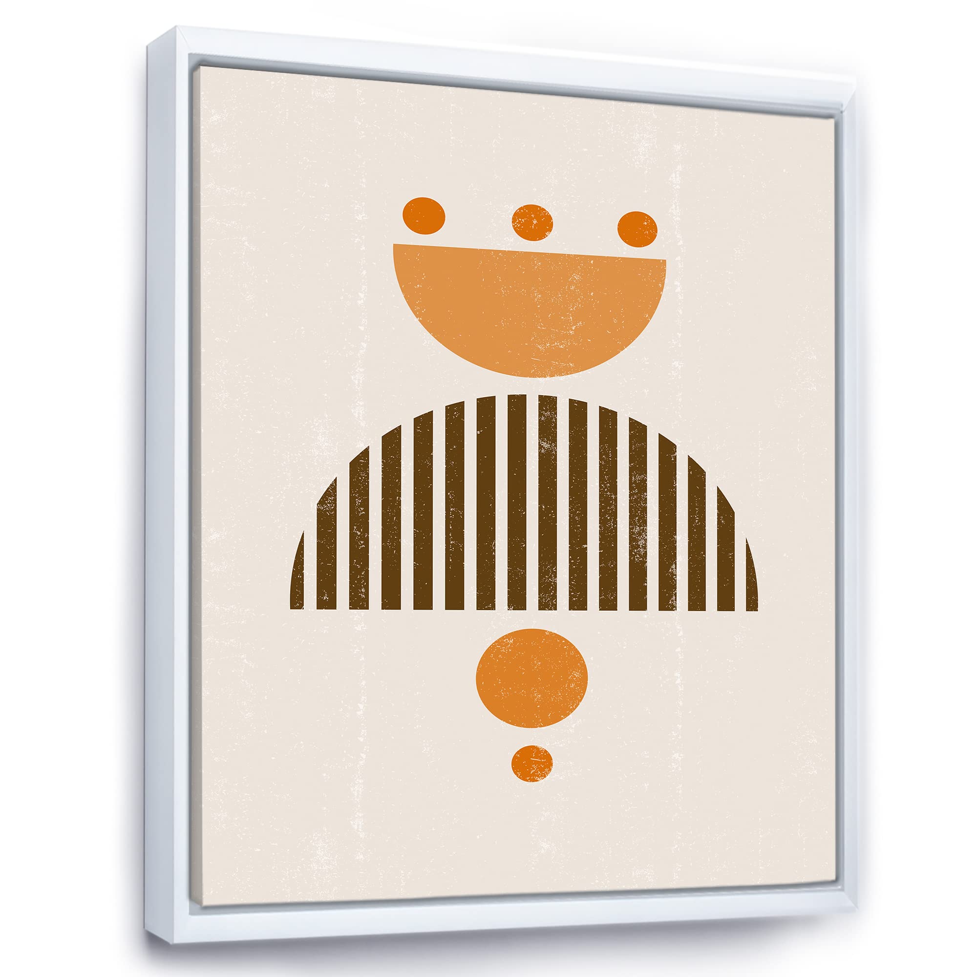 Abstract Minimal Sun and Moon Wall Art - Earth Tone Framed Canvas Print for Living Room & Bedroom Decor | Modern Home Office Painting