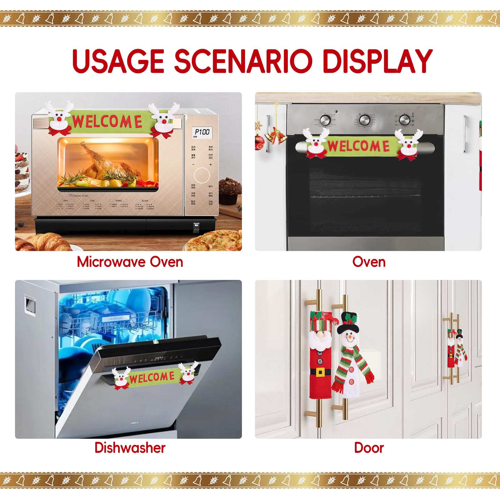 3-Pack Snowman Christmas Refrigerator Handle Covers - Festive Kitchen Decor for Cabinets & Doors - Perfect for Holiday Home & Party Decorations