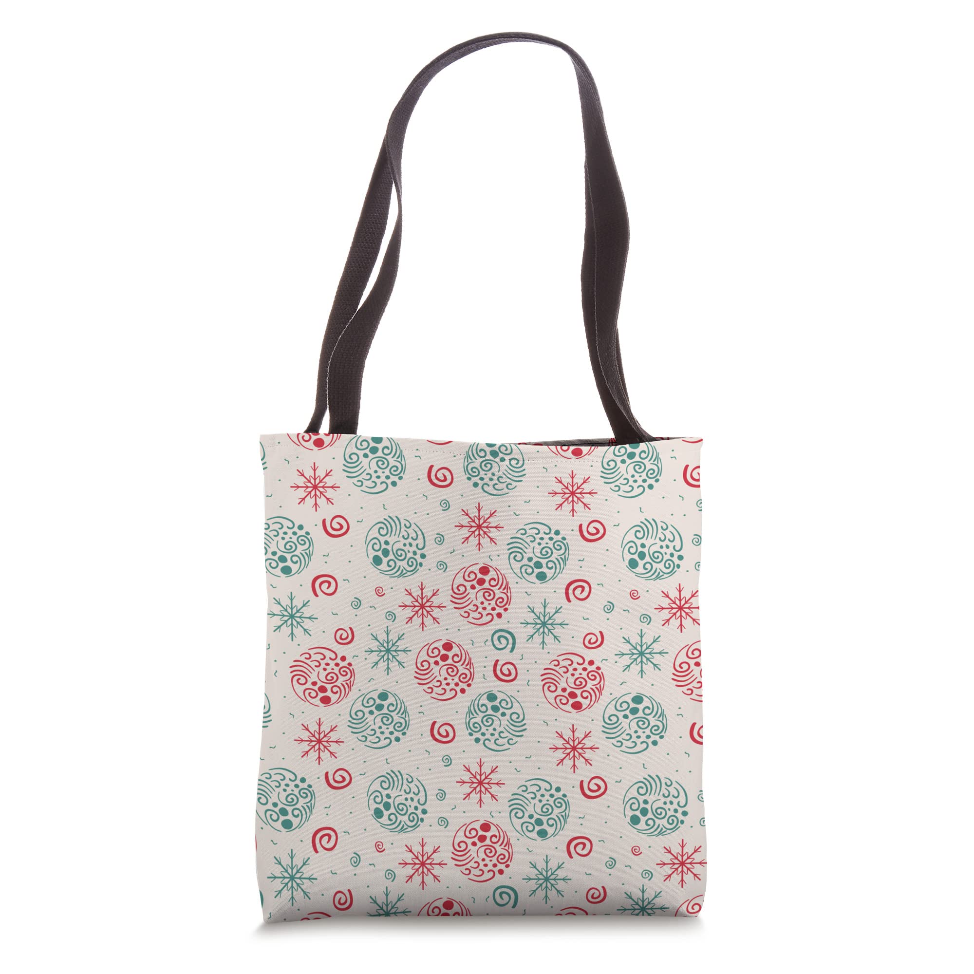 Festive Christmas Tote Bag with Red & Green Swirls and Stars - Perfect for Holiday Shopping, Gift Giving & Seasonal Decorations