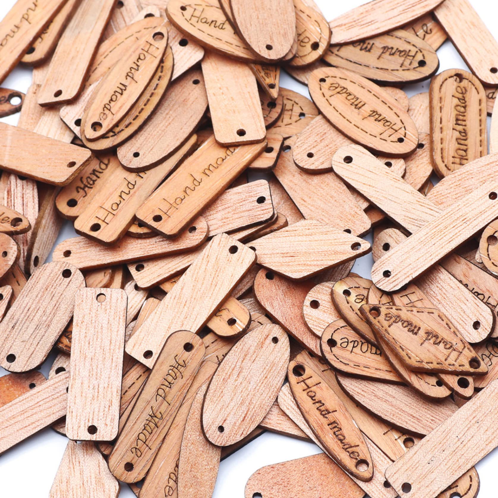 Mixed Shape 2-Hole Wooden Handmade Buttons for Scrapbooking, DIY Clothing, Sewing Crafts - Natural Wood Buttons for Garment Decoration, Card Making & Home Decor Accessories