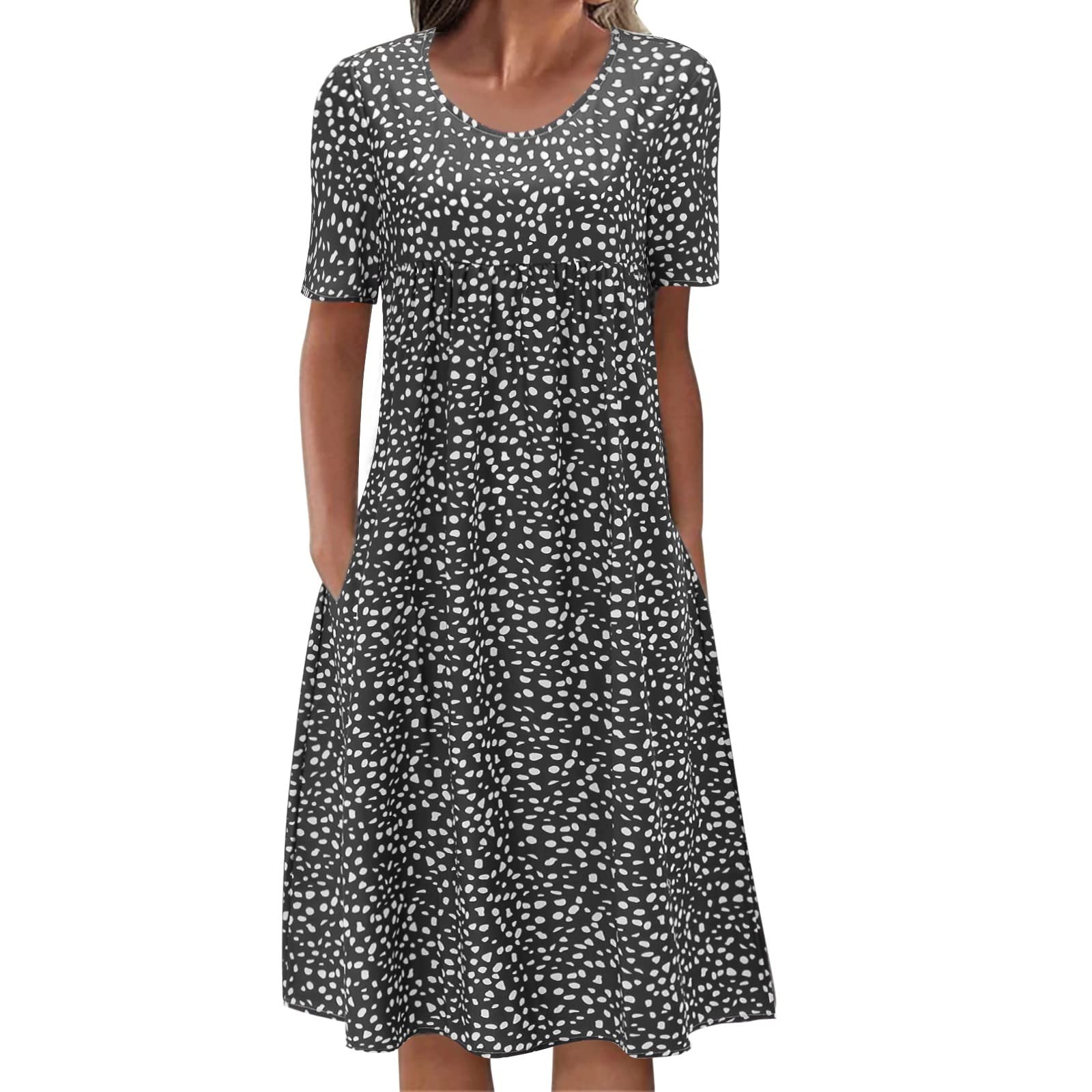 Bohemian Floral Maxi Dress for Women - Loose Fit Round Neck Short Sleeve Summer Beach Swing Dress | Perfect for Vacation, Beach Outings & Casual Wear
