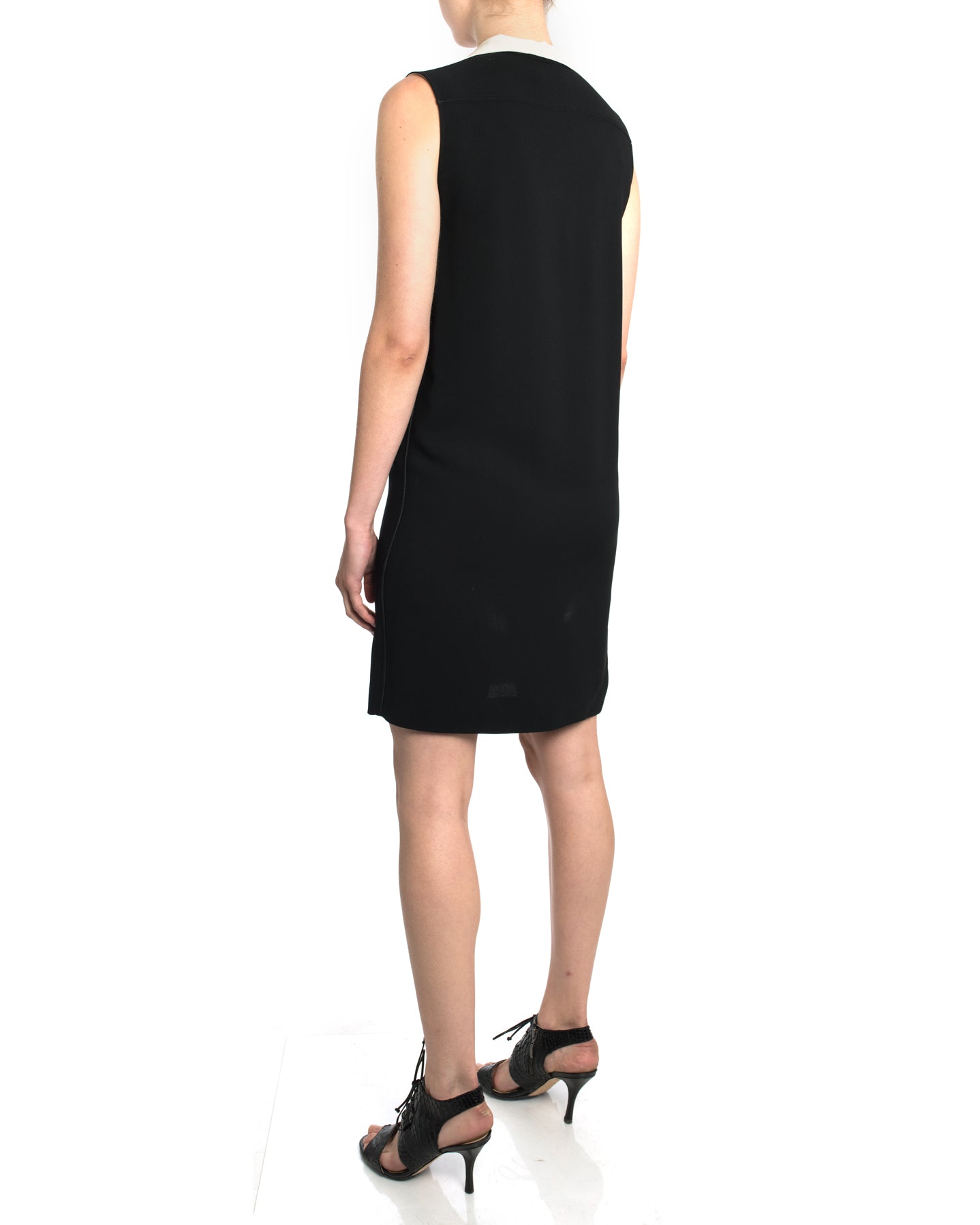 Chloe Black Shift Dress with Ivory Neck Sashes - Elegant Women's Party & Cocktail Dress for Evening Events, Weddings & Special Occasions