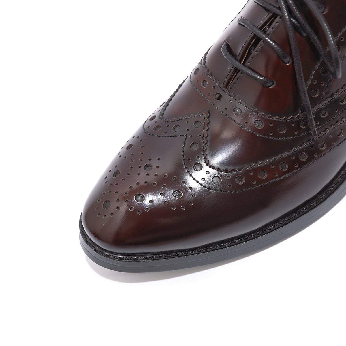 Stylish Women's Leather Wingtip Oxford Shoes - Perforated Brogue Lace-Up Design for Ladies | Perfect for Office, Casual Wear & Special Occasions
