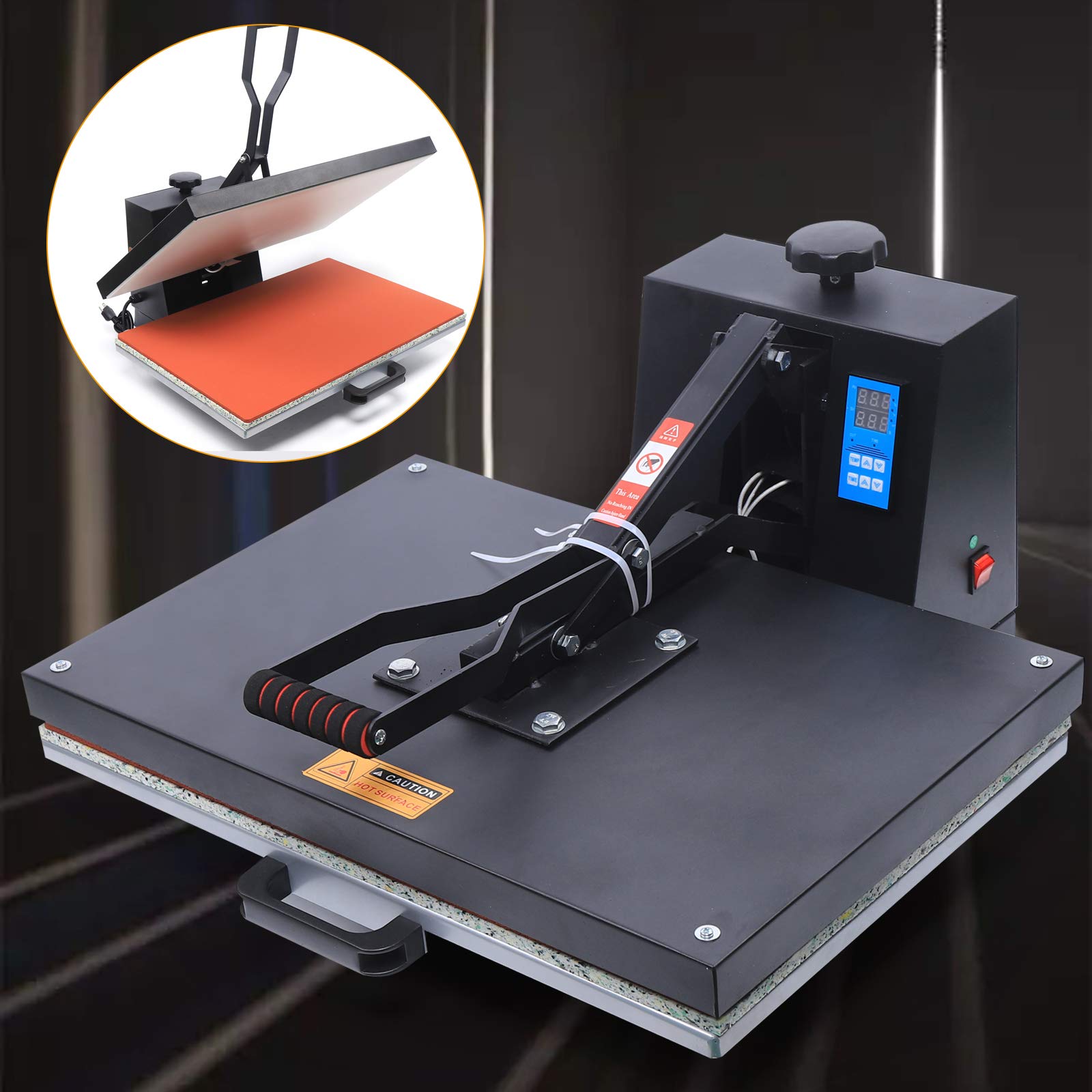 110V 16x24 Inch Digital LCD Heat Press Machine for Sublimation - Multifunctional T-Shirt, Hat, Mug & Plate Heat Transfer Press - Perfect for DIY Banners, Canvas Bags & Custom Apparel Projects