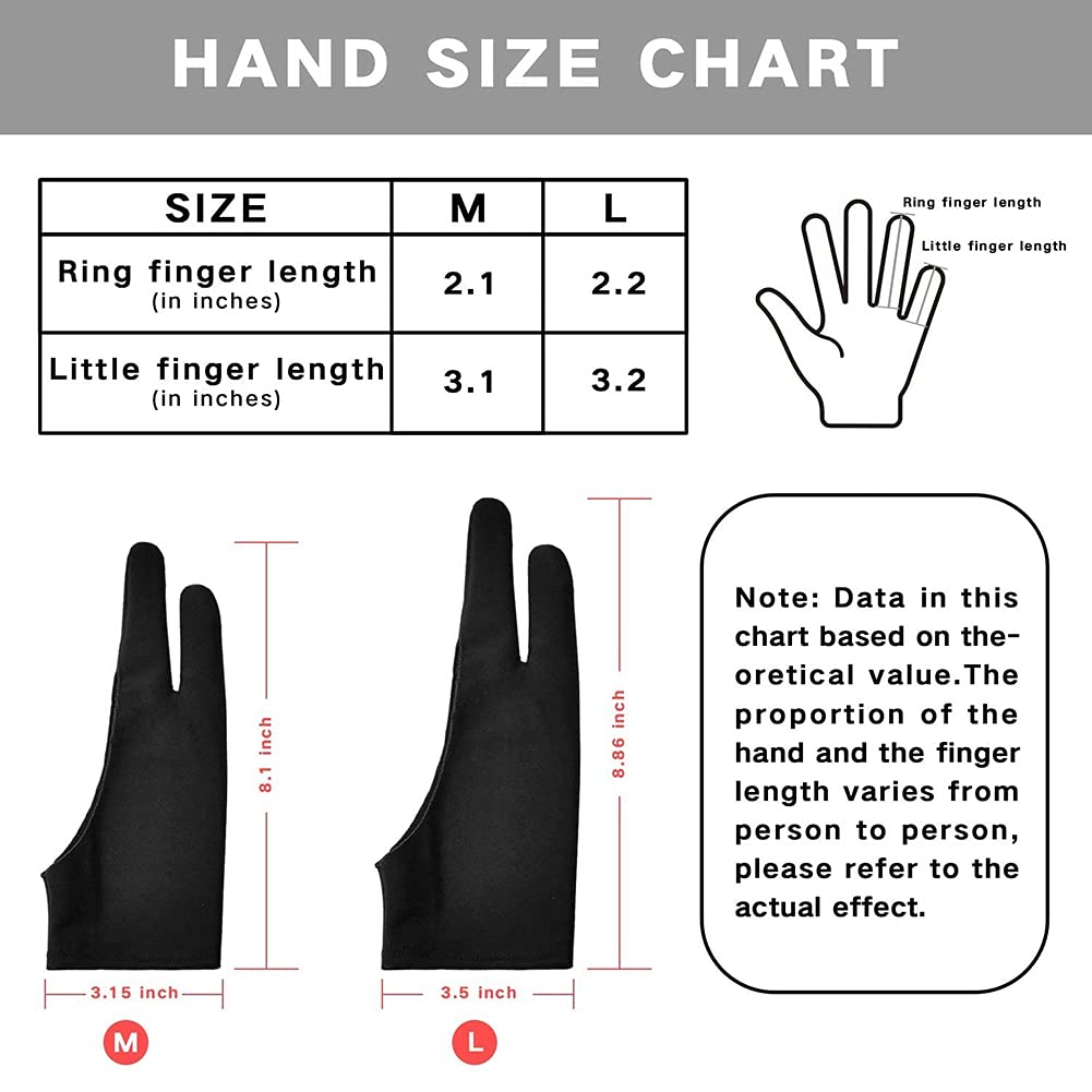 6-Piece Anti-Smudge Drawing Glove Set for Graphic Tablets - Sketching & Digital Painting (Medium Size) - Perfect for Artists, Designers & Illustrators