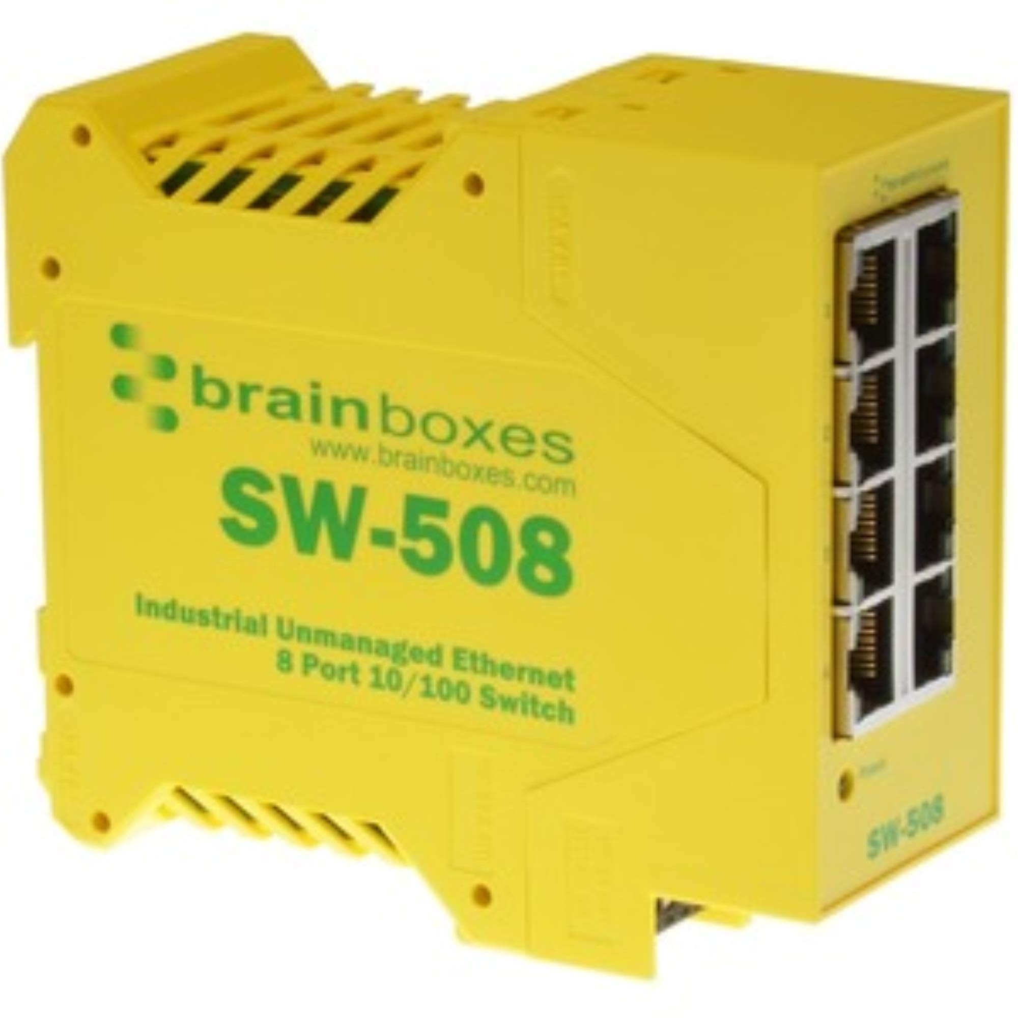 8-Port Industrial Unmanaged Ethernet Switch - Brainboxes | High-Speed Network Connectivity for Factory Automation & Smart Home Systems