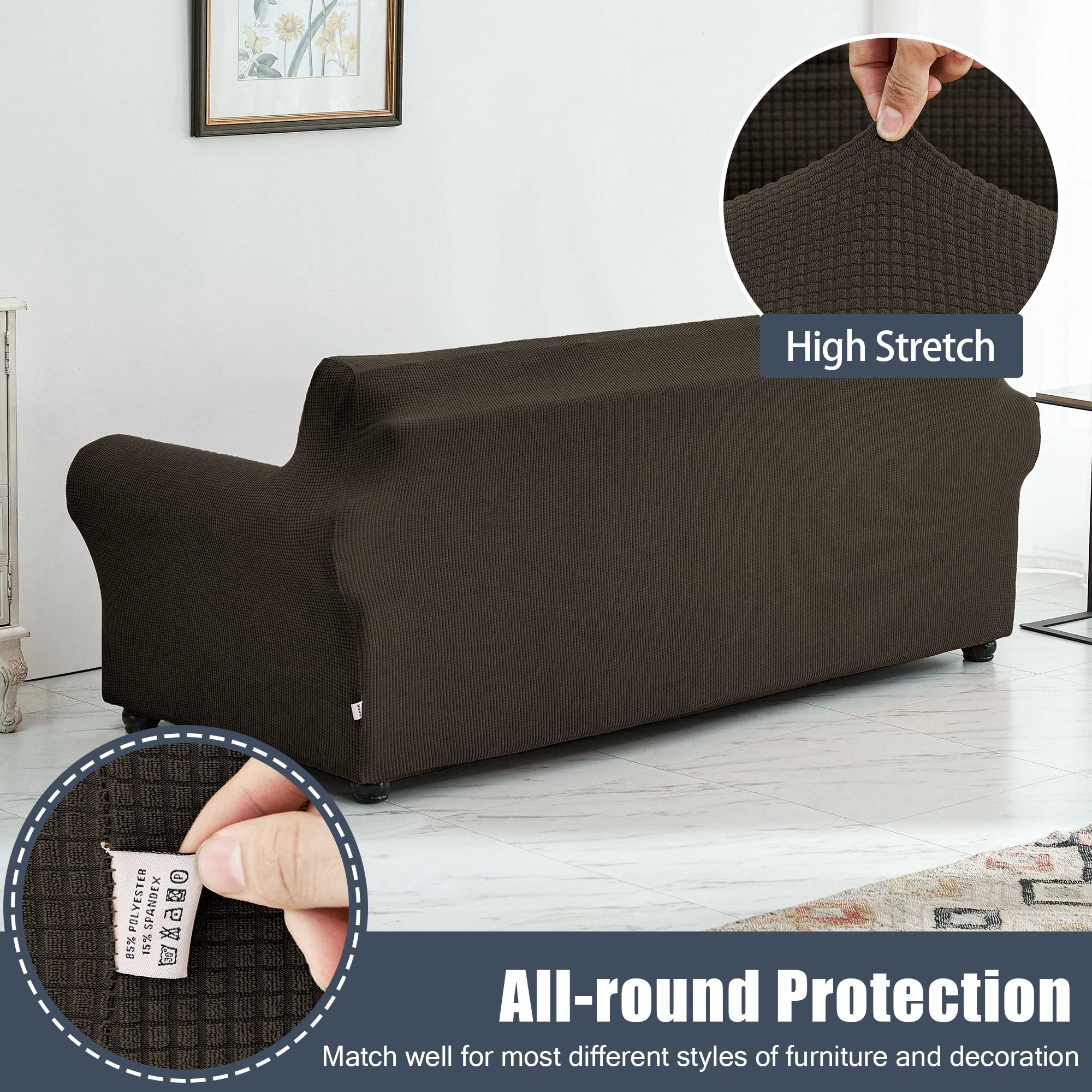 Stretch Sofa Slipcover Waterproof Couch Cover - Soft Elastic Furniture Protector for Pets & Kids - XL Brown - Perfect for Living Room, Family Room & Pet-Friendly Homes