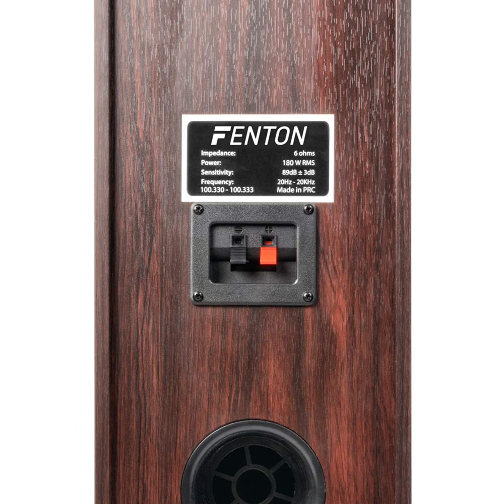 Fenton 5.0 Surround Sound Speaker System - 1150W Home Theater Speakers with Walnut Finish, 3-Way Tower & 2-Way Satellite Speakers, Wall Mountable - Perfect for Movie Nights, Gaming, and Music Listening