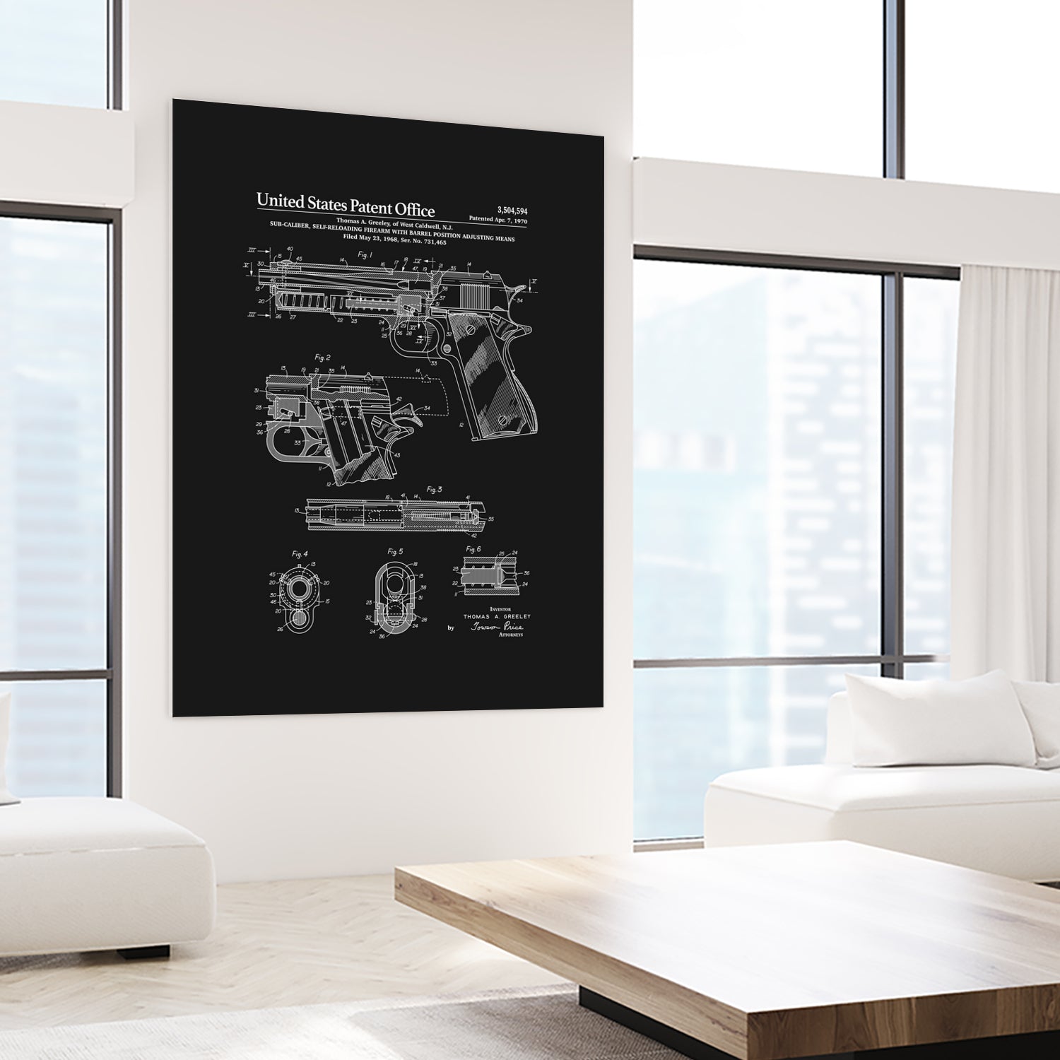 Colt 1911 Handgun Patent - Black Pistol for Collectors & Shooting Enthusiasts | Perfect for Historical Display, Gun Ranges & Self-Defense Training