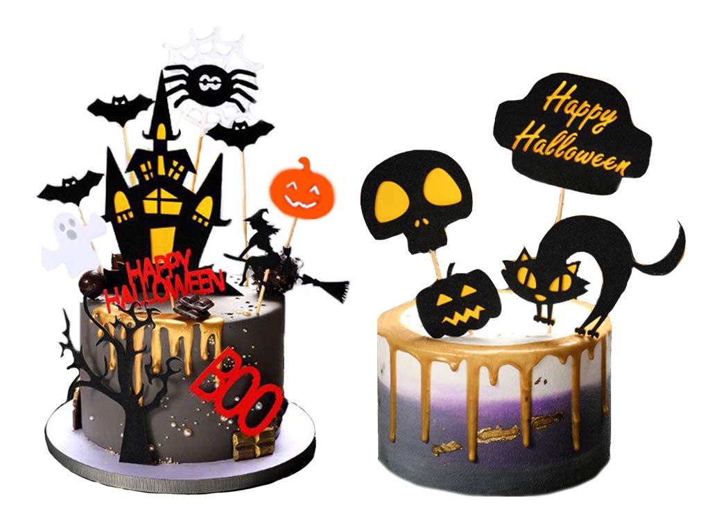15-Piece Halloween Cake Topper Set - Haunted House, Ghost, Pumpkin & Spider Decorations for Wizard Party, Cupcakes & Spooky Celebrations | Perfect for Halloween Desserts, Birthday Cakes & Themed Events