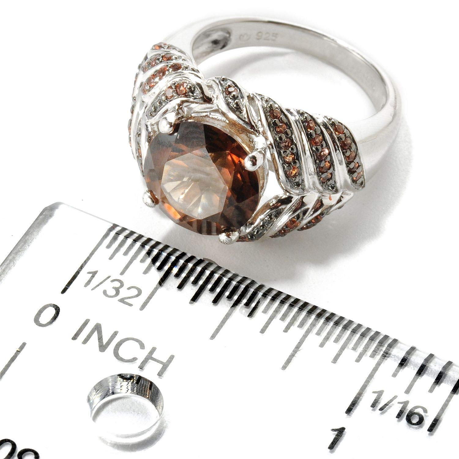 5.28 Carat Sterling Silver Chocolate Topaz Cocktail Ring - Elegant 10mm Round Gemstone Jewelry for Women, Perfect for Parties, Weddings & Evening Events