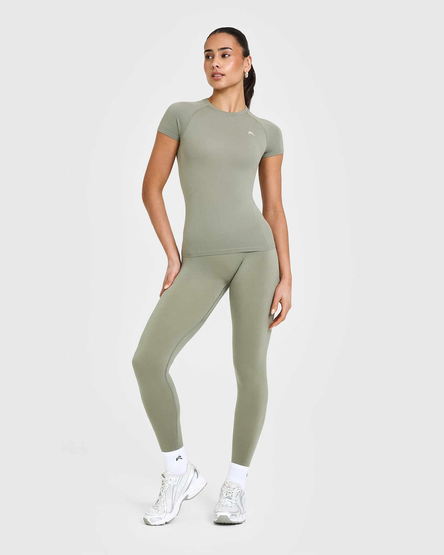 Seamless Fitted Top for Women - Soft Sage Green Stretchy Comfortable Workout Shirt | Perfect for Yoga, Gym & Casual Wear