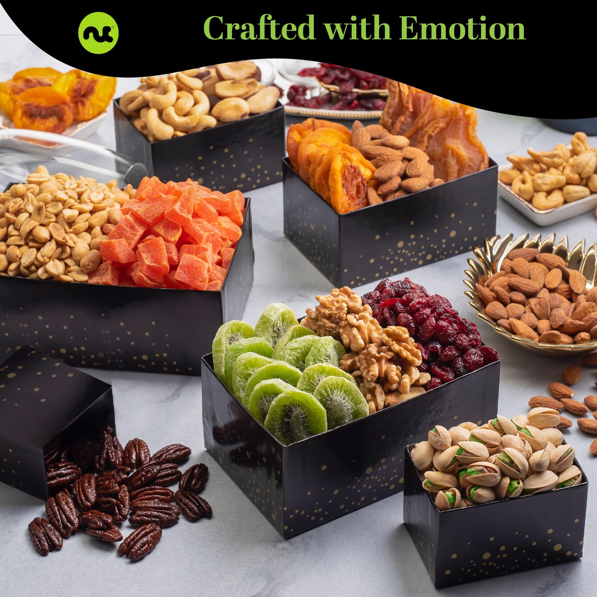 Gourmet Nuts & Dried Fruits Gift Basket - Premium Nut Cravings Collection with 12 Assortments, Thank You Ribbon & Greeting Card | Perfect Corporate Gift, Holiday Present & Care Package for Food Lovers