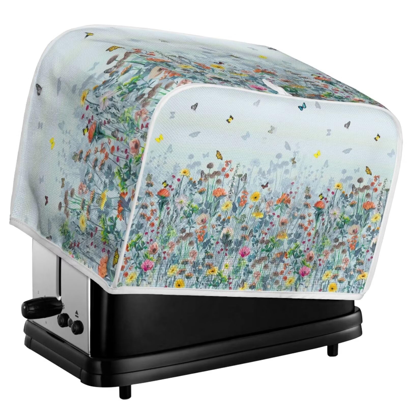 ZDCUSTOM Floral Butterfly 2-Slice Toaster Cover - Stain Resistant, Dust Proof Oven & Bread Machine Protector - Kitchen Decor for Coffee Maker & Small Appliances - Perfect for Home, Cafe, and Office Use