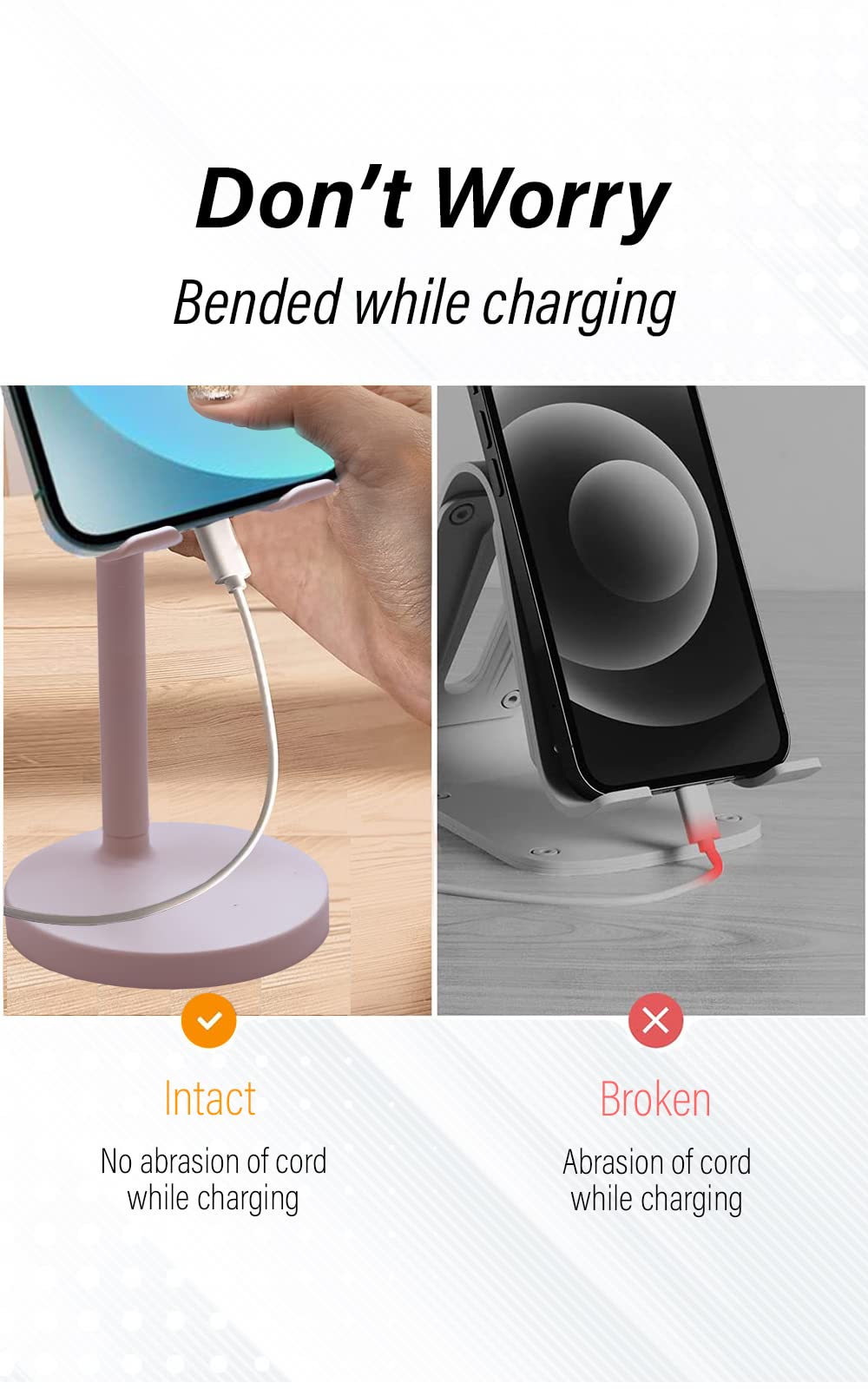 Adjustable Phone Stand with Mirror - Hands-Free Holder for Desk, Office & Travel - Blue