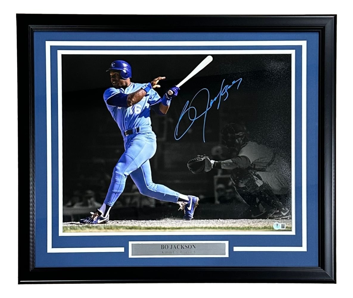 Bo Jackson Autographed 16x20 Framed Photo - Kansas City Royals Memorabilia - Perfect for Sports Collectors & Royals Fans - Home, Office, or Man Cave Decor