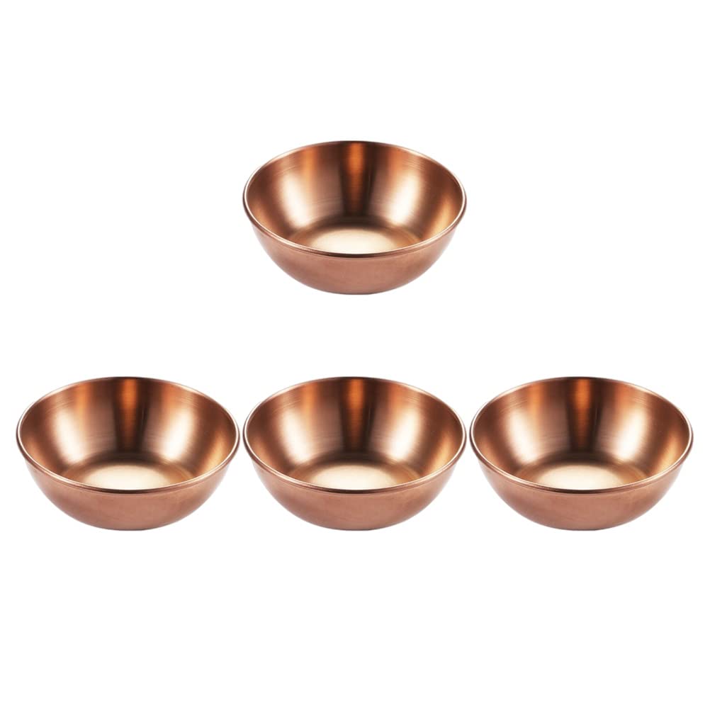 GANAZONO 4-Piece Stainless Steel Sauce Bowls - Small Condiment Dishes for Spices, Seasonings, Dips & Appetizers - Perfect for Restaurants, Parties, Sushi, BBQ & Home Dining