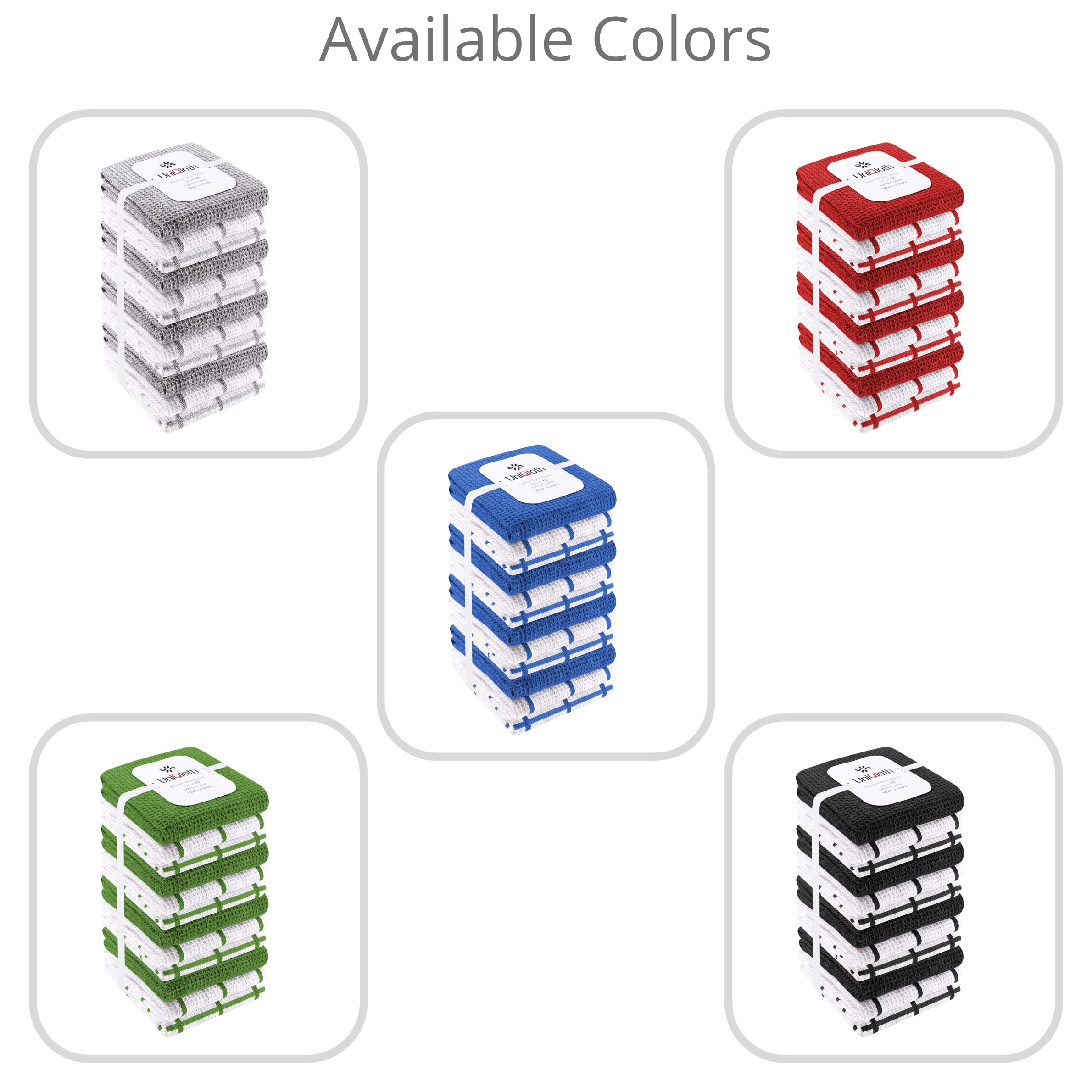 12 Pack Cotton Waffle Dish Towels - Farmhouse Kitchen Towels for Hanging, Quick Drying & Reusable - Home & Restaurant Use