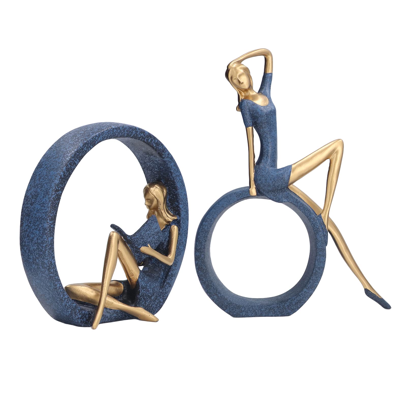Delaman 2-Piece Handcrafted Resin Sculpture Set - Yoga Girl & Reading Woman Statue, Vivid Detailed Figurines for Office Desk Decor, Hallway Display | Perfect for Meditation Spaces, Book Lover Gifts & Home Décor