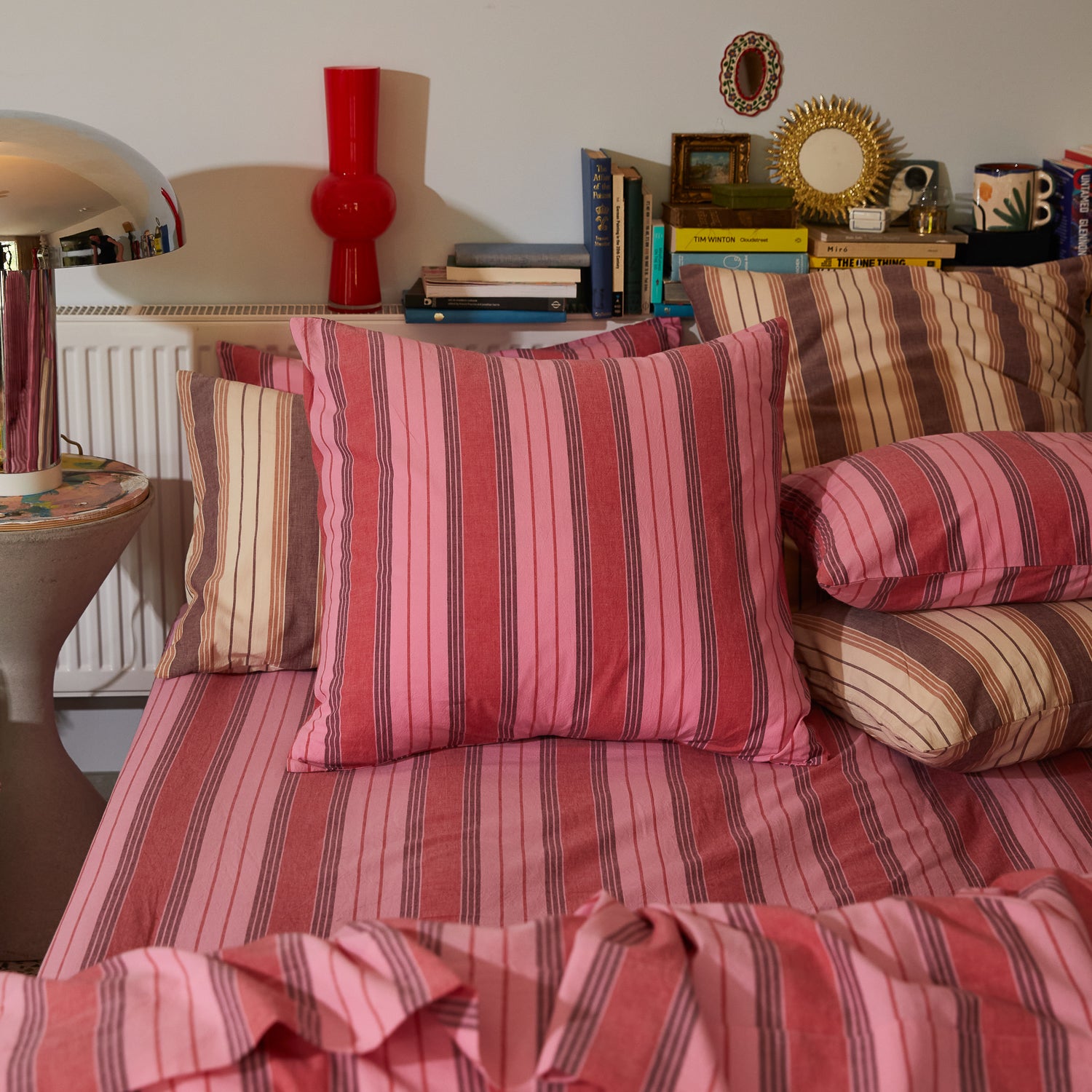 Brigitte Cotton Euro Pillowcase Set - 100% Soft Premium Cotton, 26x26 Inches, Scarlet Red - Perfect for Bedroom Decor, Guest Room Essentials & Luxury Home Textiles