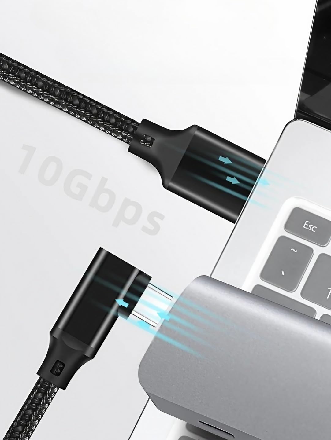 High-Speed USB C Cable 5Gbps 3ft - 90° Right Angle USB-C to USB-C Data Transfer Cord for VR, Gaming, Phones & Laptops | Fast Charging & Sync for MacBook, Samsung, PS5 & More