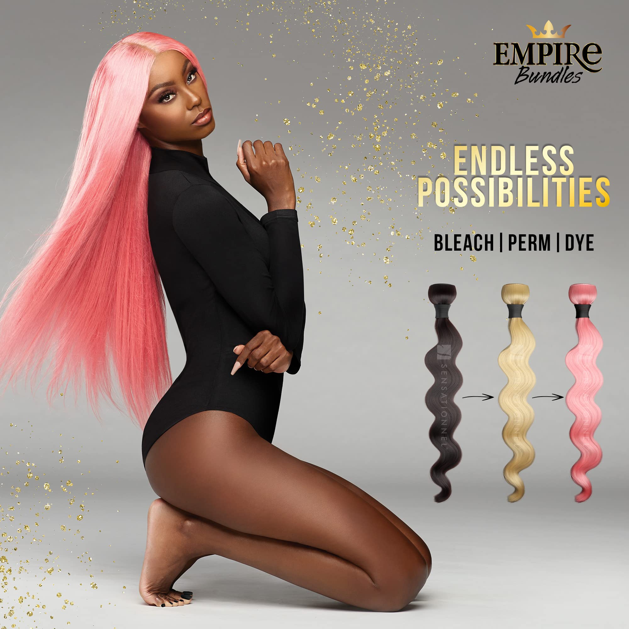 Sensationnel Empire Bundle Weave Hair - 100% Virgin Human Hair Extensions, Unprocessed, Silky Yaki Texture, 2-Pack (24 Inch, Natural Black) | Perfect for Braids, Weaves & Protective Styles