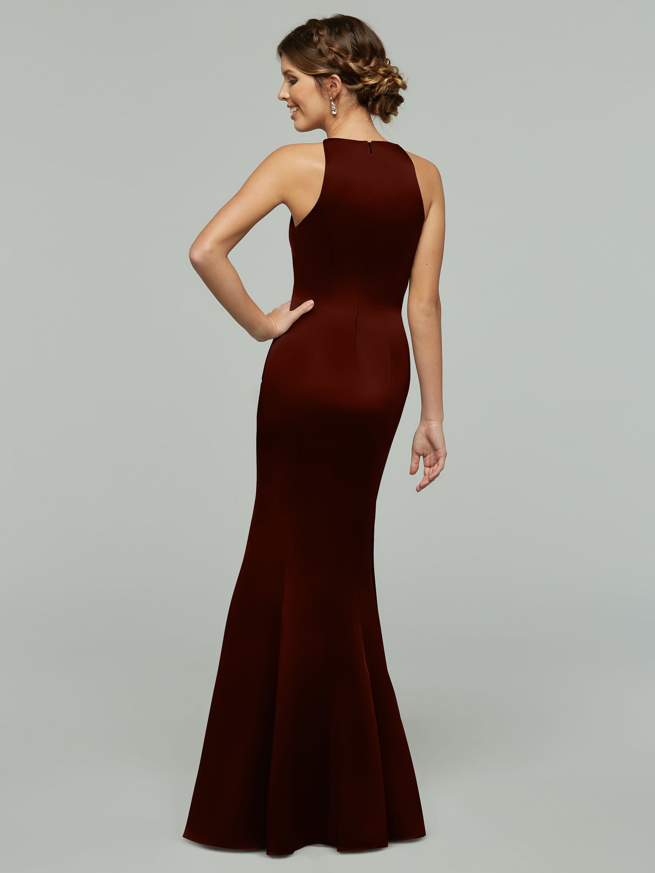 Elegant Mermaid Satin Bridesmaid Dress with Halter Neckline - Perfect for Weddings, Prom & Formal Events - Style #80071