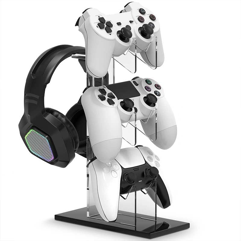 Premium 3-Tier Gaming Controller Holder & Headset Stand - Compatible with PS5, PS4, Xbox One, Nintendo Switch & Steam - Organize Your Gaming Setup - Perfect for Gaming Rooms, Bedrooms & Streamer Stations