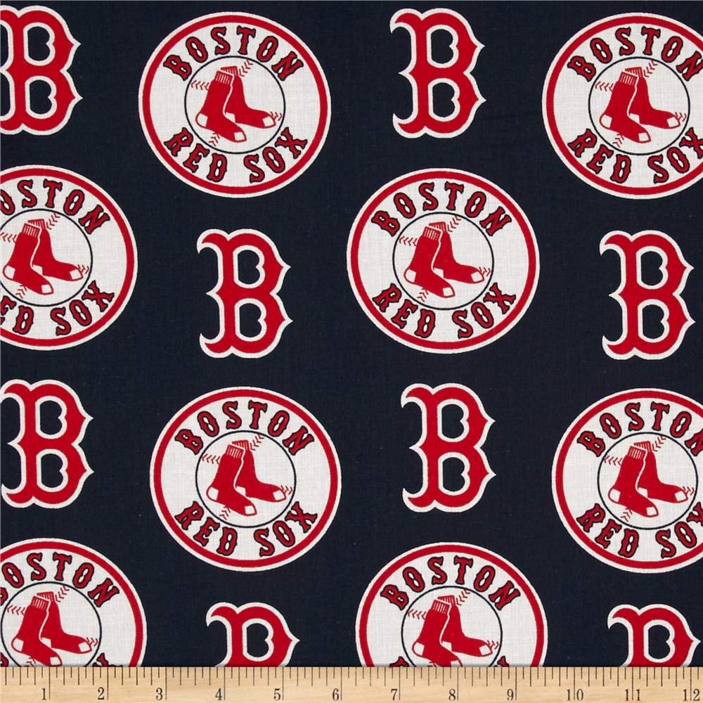 MLB Cotton Broadcloth Fabric by the Yard - Boston Red Sox Red & Navy Team Colors - Perfect for DIY Baseball Jerseys, Quilting & Sports-Themed Crafts