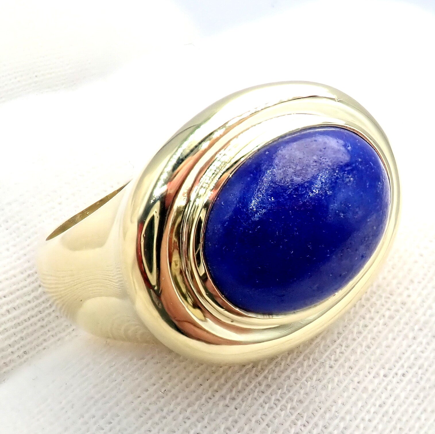 Authentic Tiffany & Co Paloma Picasso 18k Yellow Gold Large Lapis Oval Ring - Luxury Statement Jewelry for Women, Perfect for Weddings, Anniversaries & Special Occasions