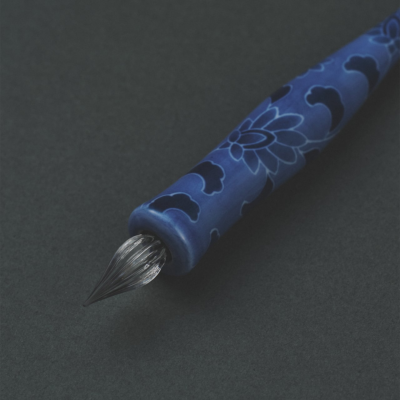 Imari Yaki Japanese Glass Dip Pen - Blue Flower Pattern Handmade Calligraphy Pen for Ink Writing & Art | Perfect for Lettering, Sketching, and Gift Giving