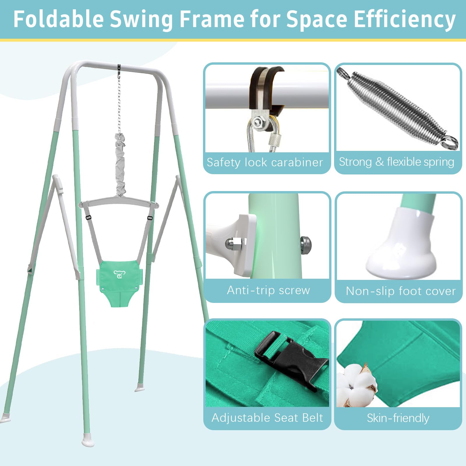 Taleco Gear 2 in 1 Toddler Swing & Baby Jumper with 4 Sandbags for Stability - Foldable Indoor Outdoor Baby Swing Seat for Backyard, Park & Nursery - Easy Installation & Storage for Home Use