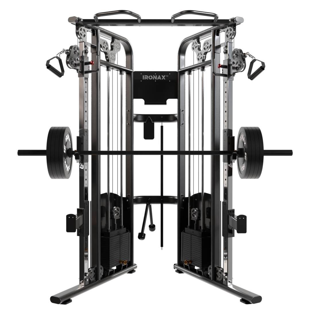 IRONAX XFT Half Rack Kit with J Hooks & Spotter Arms - Heavy Duty Power Rack for Home Gym Strength Training & Weightlifting Workouts