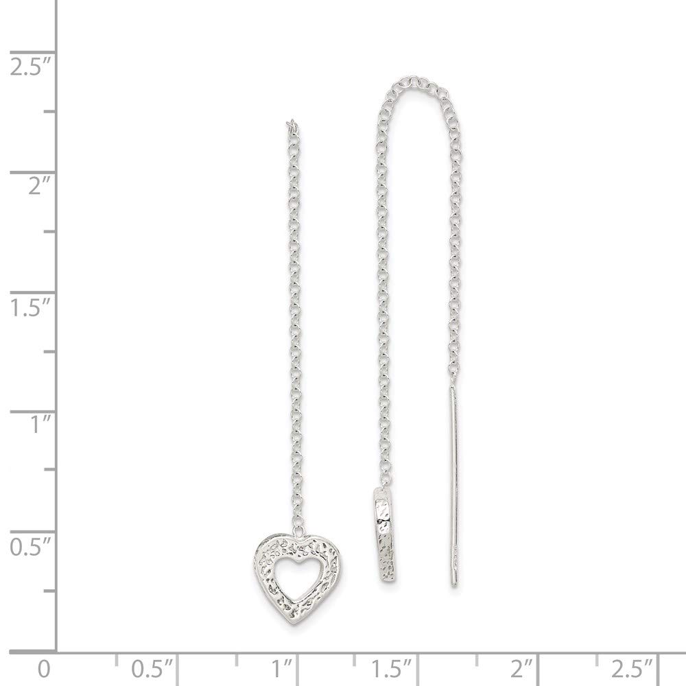 925 Sterling Silver Hammered Heart Threader Earrings for Women - Dainty Boho Jewelry Gift for Her - Perfect for Date Night & Special Occasions