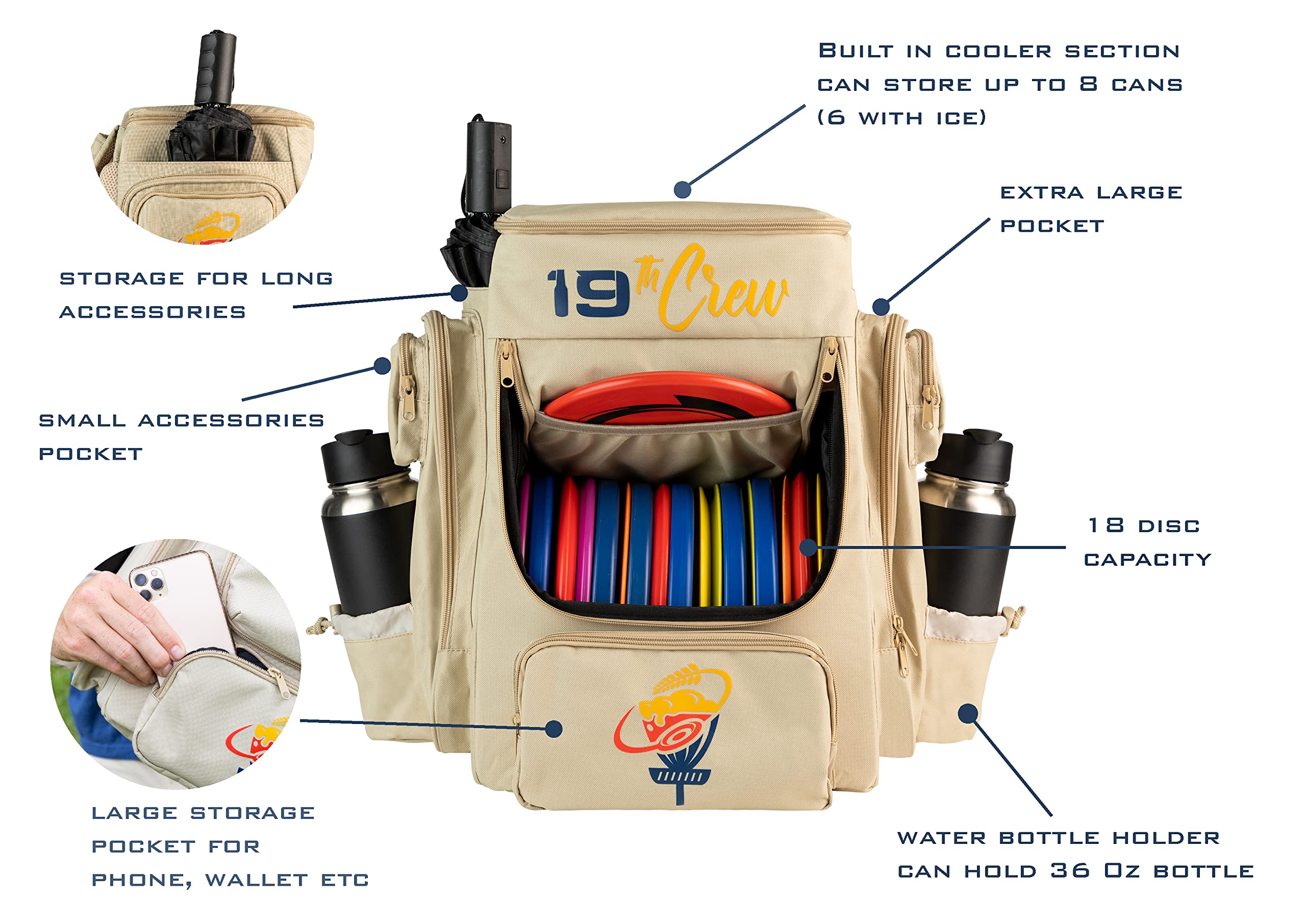 Best Disc Golf Backpack with Built-in Cooler - Small & Lightweight Disc Golf Equipment Bag for Ultimate Frisbee Players | Perfect for Tournaments, Practice & Outdoor Adventures