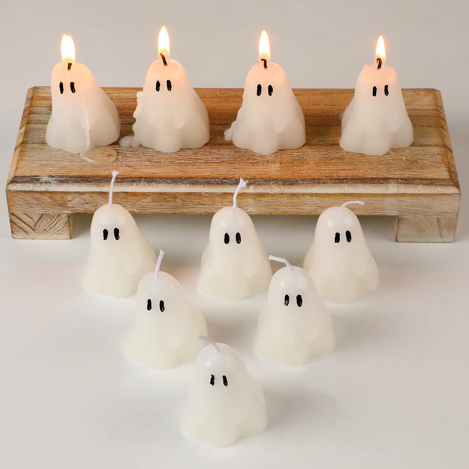 10 Halloween Ghost Candles - Soy Wax for Party Decor