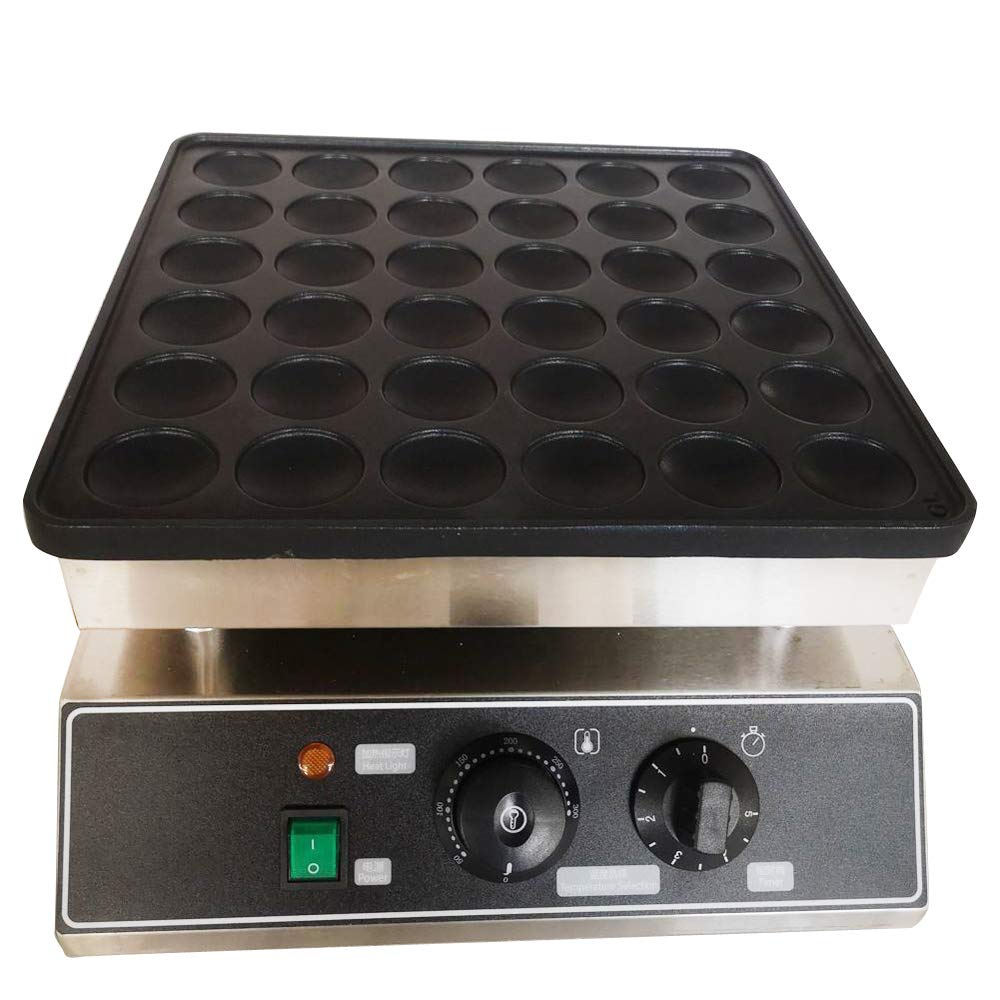 36 Holes Non-Stick Donut Maker Machine - Mini Dutch Pancake Baker for Breakfast, Snacks & Desserts - 110V 1100W Electric - Perfect for Home, Parties & Cafes
