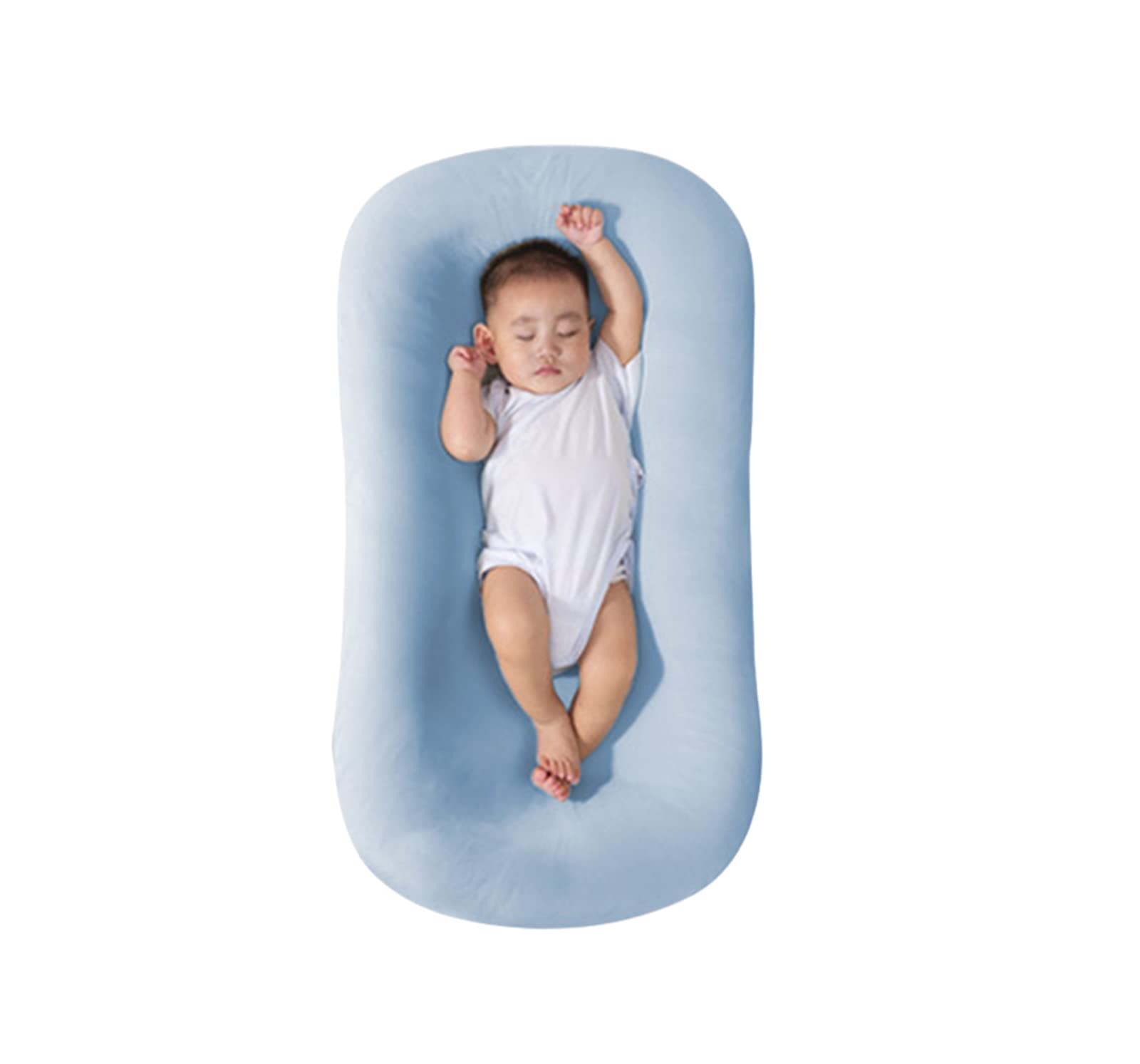 Vohunt Baby Lounger for Newborns 0-12 Months - Soft Infant Nest for Co-Sleeping, Bed & Floor - Breathable & Portable Baby Bed for Boys & Girls (Blue) - Perfect for Napping, Playtime & Travel