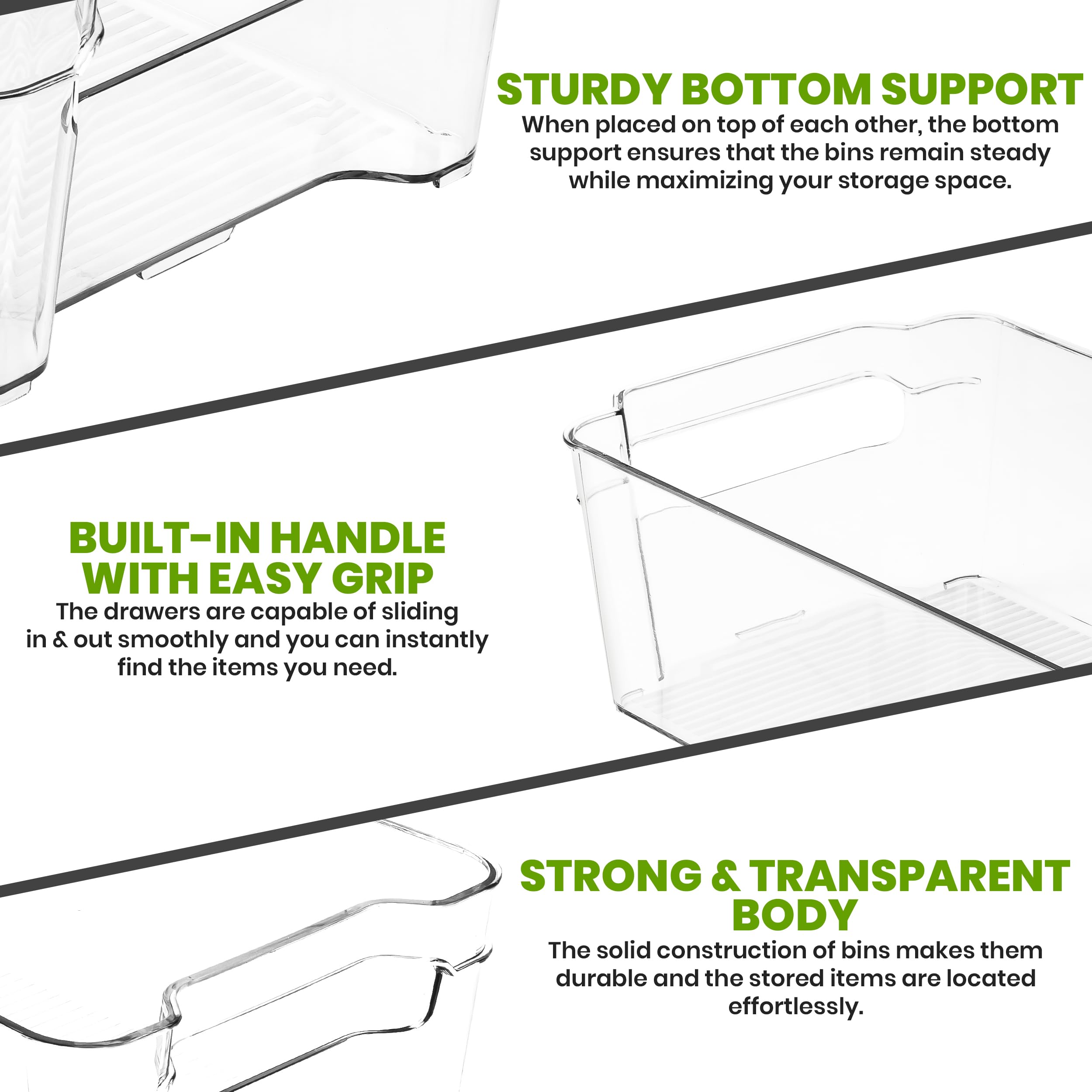Utopia Home - 16-Pack Clear Stackable Fridge Organizer Bins for Refrigerator & Pantry Storage - Kitchen Organization Essentials for Fruits, Vegetables, Snacks & Meal Prep